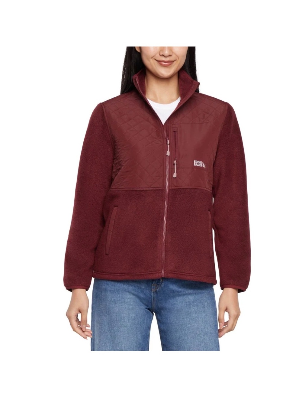 Eddie Bauer WOMEN'S MIXED MEDIA FLEECE JACKET Large New